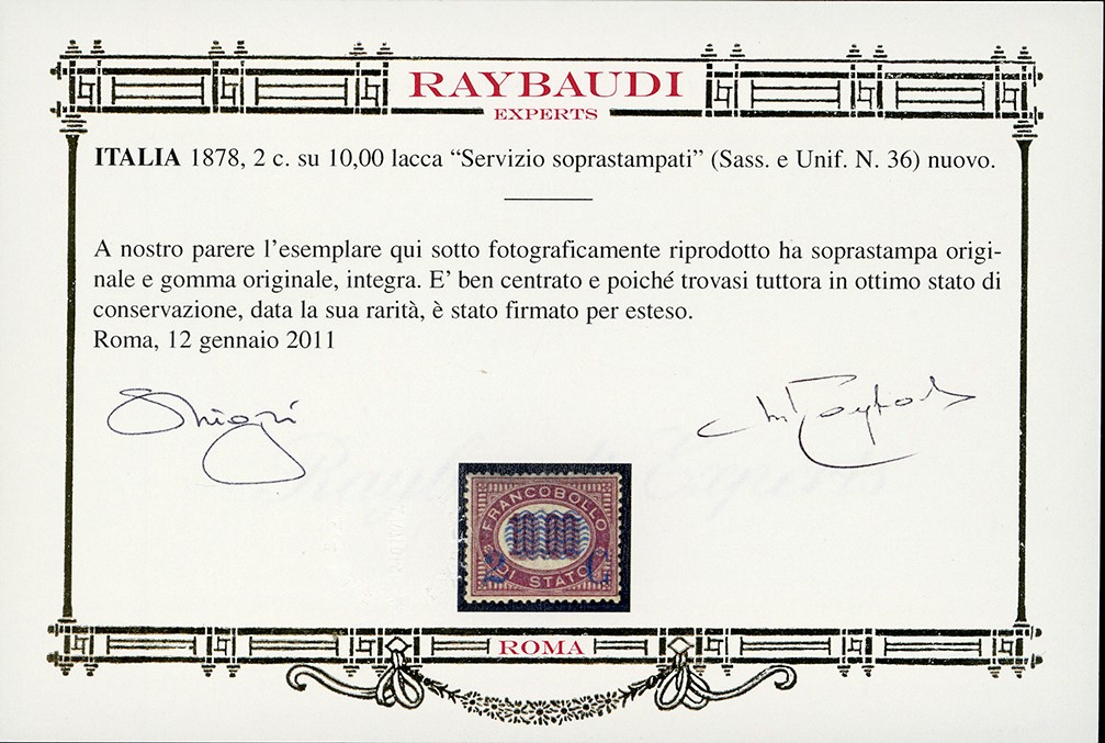 Servizio soprastampati, serie completa (29/36), 1878, gomma originale integra