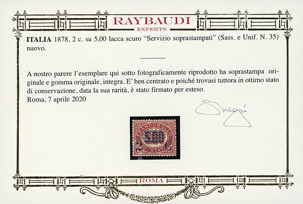 Servizio soprastampati, serie completa (29/36), 1878, gomma originale integra