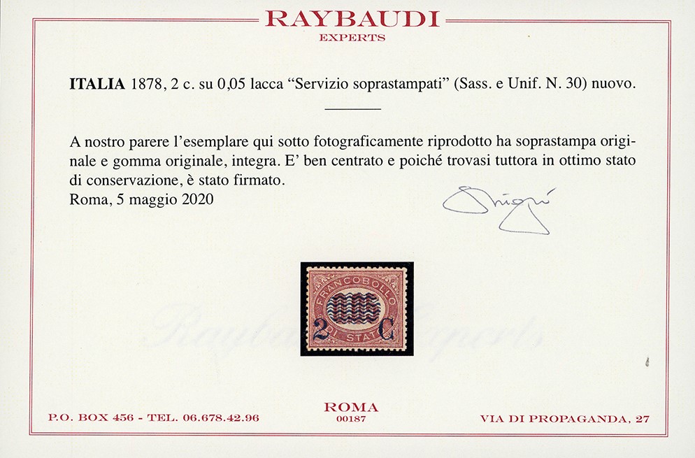 Servizio soprastampati, serie completa (29/36), 1878, gomma originale integra