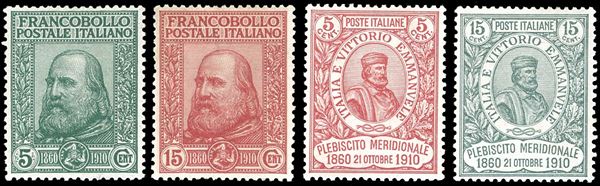 1910 - Garibaldi, serie completa (87/90), ottima centratura, nuovi, gomma originale integra, perfetti e molto freschi. Cert. Oro Raybaudi, Diena e Caffaz.