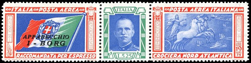 1933 - 5,25 + 19,75 lire Trittico I-BORG, varietà "ciuffo" (51Da), nuovo, gomma originale integra, perfetto. Cert. Diena.  - Auction Philately - Cambi Casa d'Aste