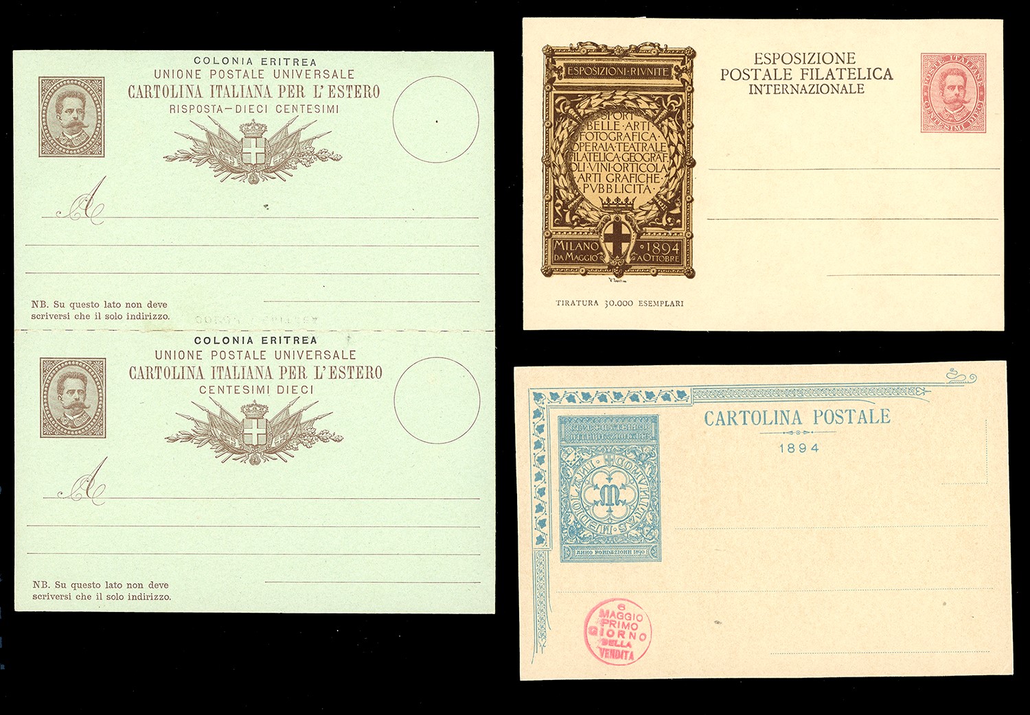 Regno d'Italia, Insieme di cartoline postali 1890/1900