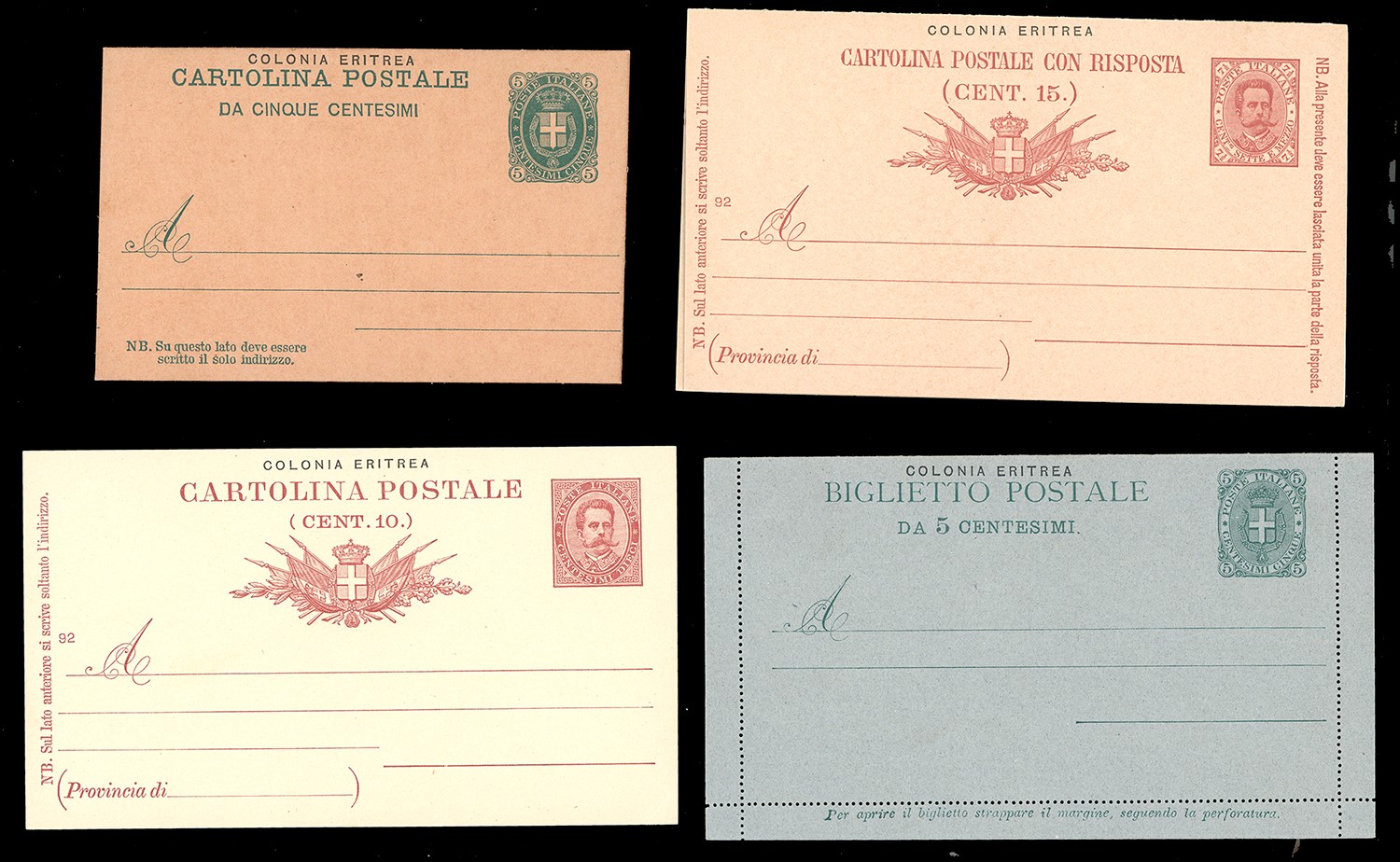 Regno d'Italia, Insieme di cartoline postali 1890/1900
