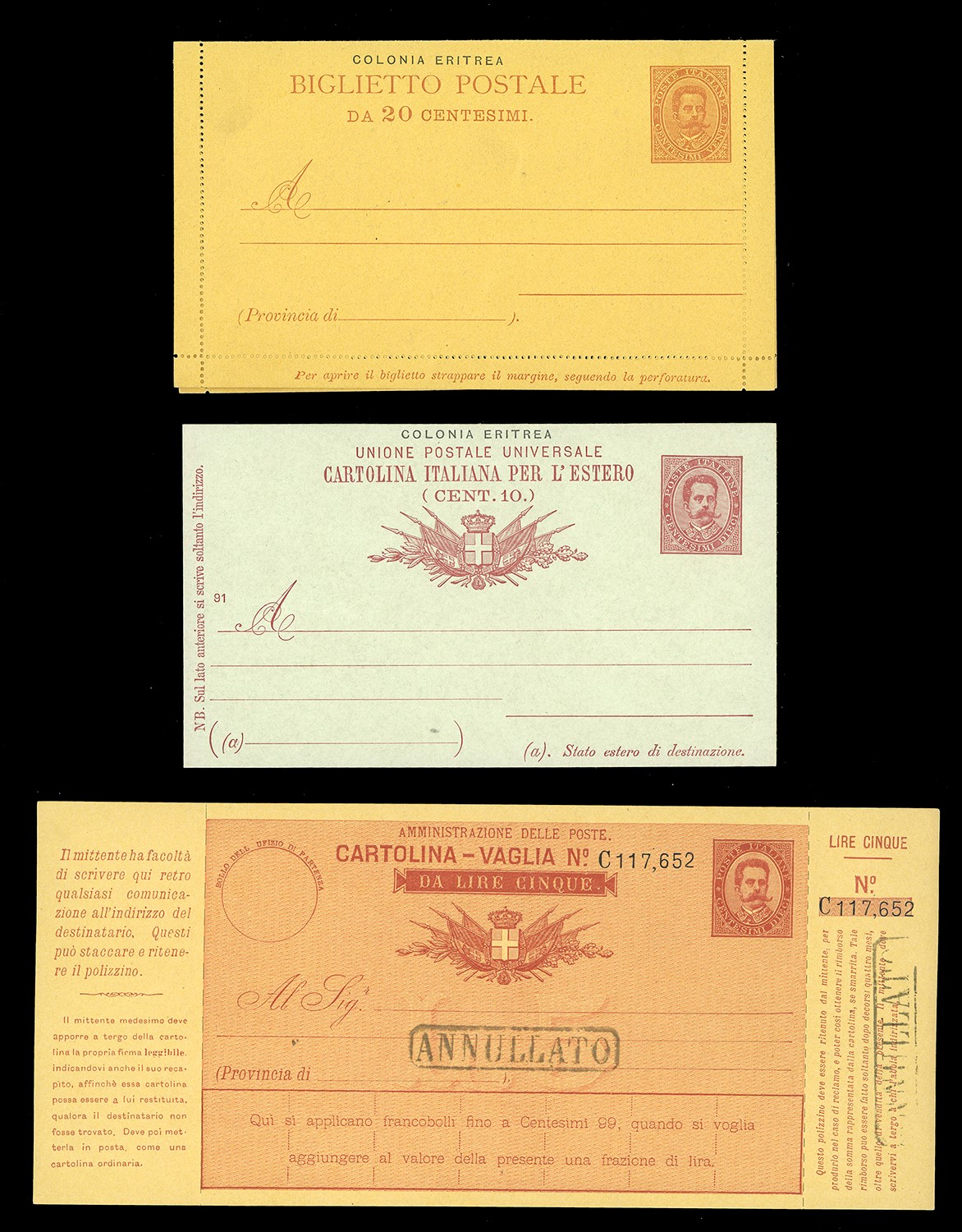 Regno d'Italia, Insieme di cartoline postali 1890/1900