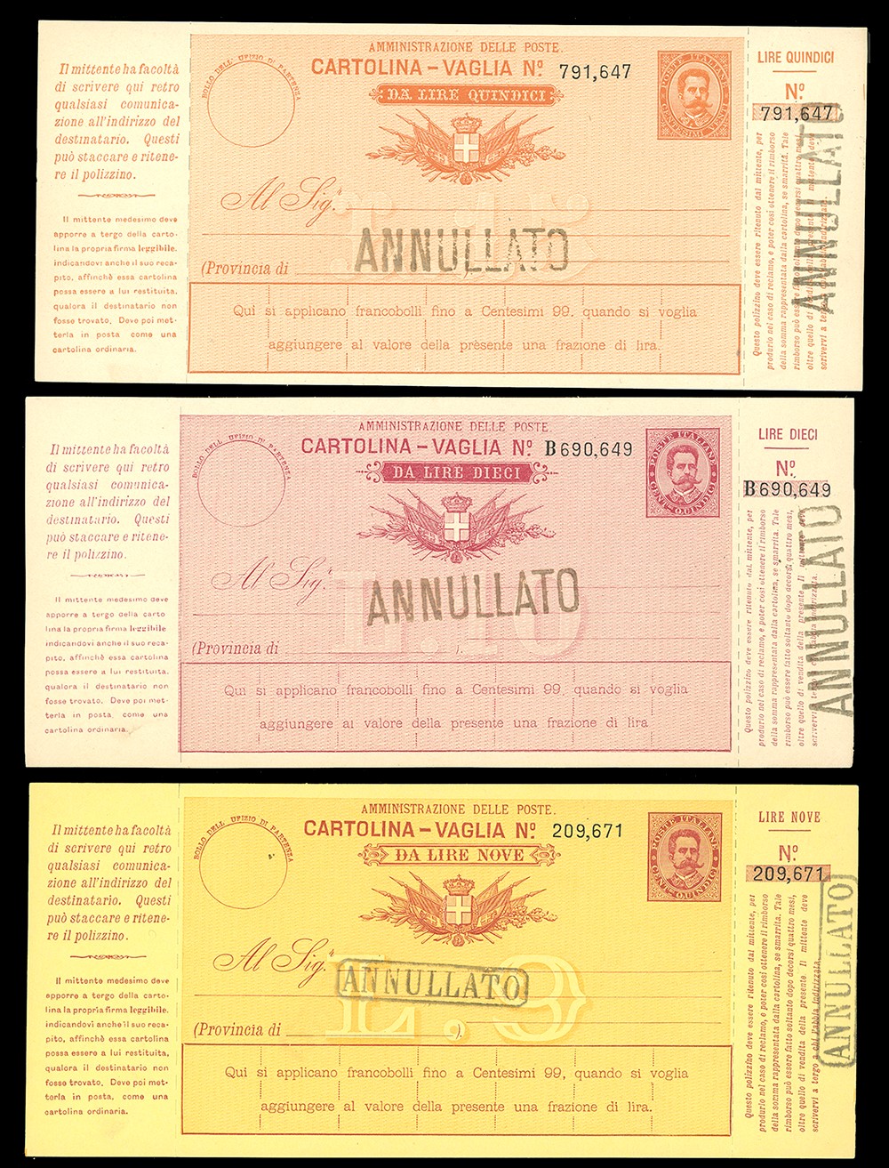 Regno d'Italia, Insieme di cartoline postali 1890/1900