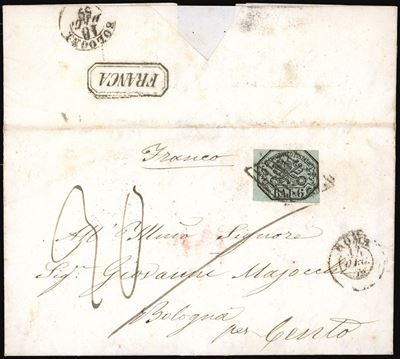 Governo Provvisorio delle Romagne, Incoming Mail Pontificio 1859 - 6 baj grigio verdastro su lett...