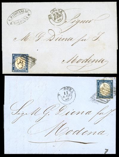 Francobollo, 20 cent. IV emissione di Sardegna (1860) su lettera per Modena