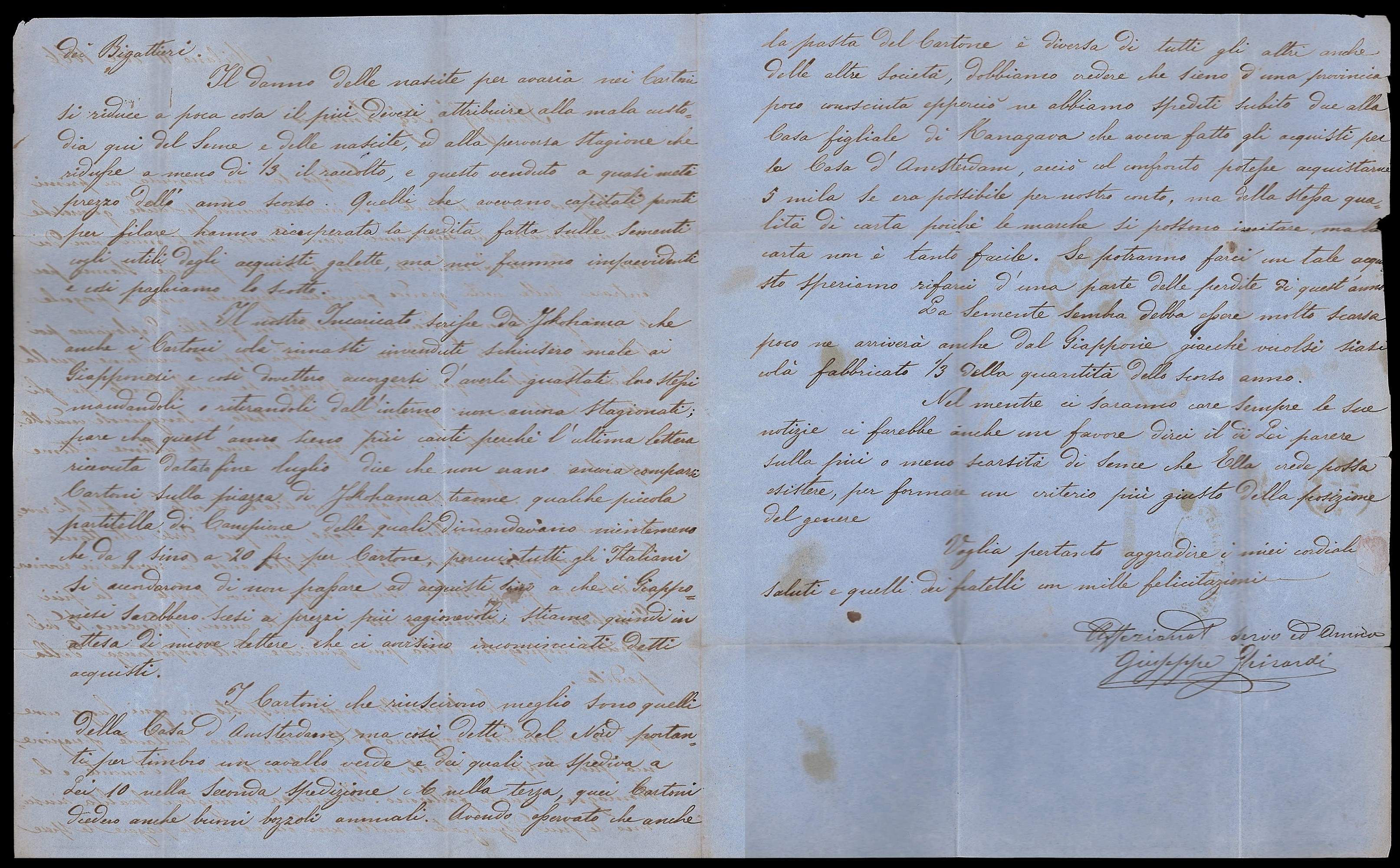 1866 - 10 cent. De La Rue, coppia verticale su lettera, affrancatura insufficiente, Milano a Buss...