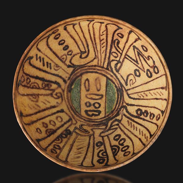 Piatto in terracotta con decori a motivi geometrici, Persia, XV secolo