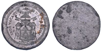 STATO PONTIFICIO, Prova uniface in piombo della sede vacante 1823