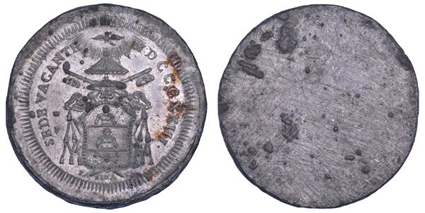 STATO PONTIFICIO. SEDE VACANTE 1823. Prova ? uniface in piombo.