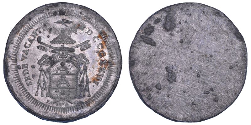 STATO PONTIFICIO. SEDE VACANTE 1823. Prova ? uniface in piombo.  - Asta Numismatica - Cambi Casa d'Aste