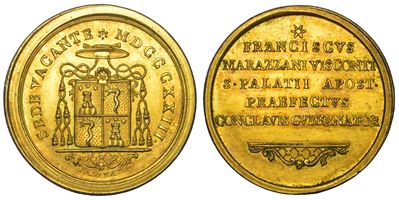 Marazzani Visconti, Medaglia in bronzo dorato del 1823 emessa durante la sede vacante del Vatican...