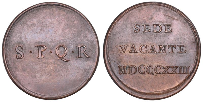 STATO PONTIFICIO. SEDE VACANTE 1823. Medaglia in bronzo emessa dai Conservatori della Città di Roma.  - Asta Numismatica - Cambi Casa d'Aste
