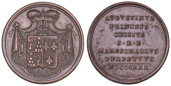 STATO PONTIFICIO. SEDE VACANTE 1830-1831. Medaglia in bronzo emessa dai Maresciallo del Conclave Principe Agostino Chigi (prima variante).
