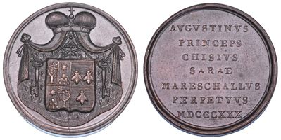 Maresciallo del Conclave Principe Agostino Chigi, Medaglia in bronzo dello Stato Pontificio 1830-...