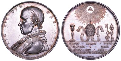Annibale Sermattei della Genga, Medaglia in argento per l'elezione al pontificato di Leone XII, 1...