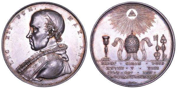 STATO PONTIFICIO. LEONE XII (Annibale Sermattei della Genga), 1823-1829. Medaglia in argento 1823/A. I. Elezione al pontificato.