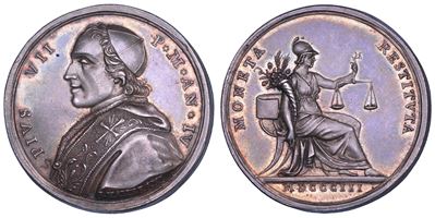 Pio VII (Barnaba Chiaramonti), Medaglia annuale in argento 1803/A, IV. Nuovo sistema monetario