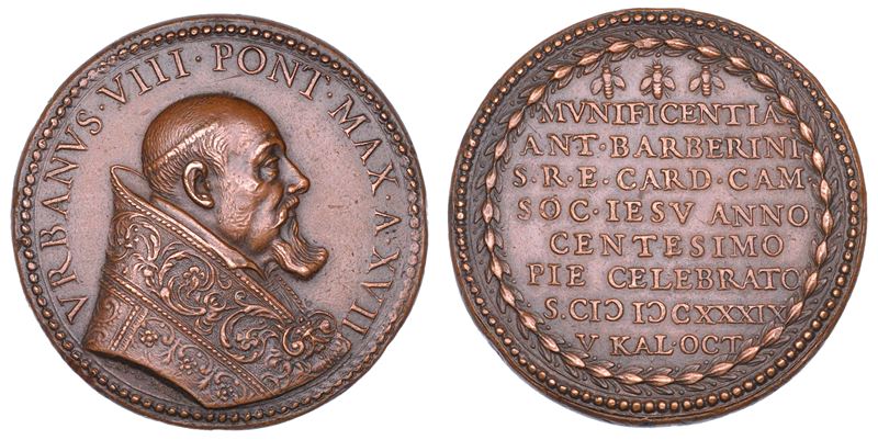 STATO PONTIFICIO. URBANO VIII (Maffeo Barberini), 1623-1644. Medaglia  in bronzo 1639. Centenario dell'ordine dei Gesuiti.  - Auction Numismatics - Cambi Casa d'Aste