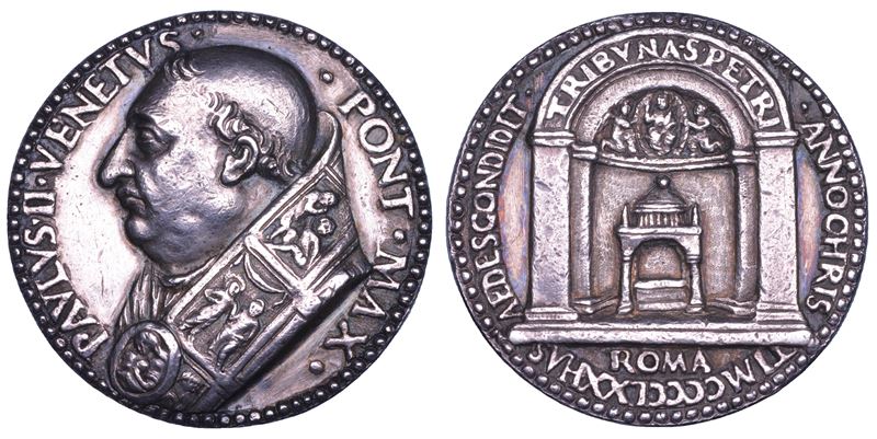 STATO PONTIFICIO. PAOLO II (Pietro Barbo), 1464-1471. Medaglia in argento 1470. Costruzione della nuova abside dell'antica basilica vaticana.  - Asta Numismatica - Cambi Casa d'Aste