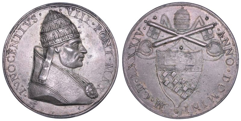 STATO PONTIFICIO. INNOCENZO VIII (Giovanni Battista Cibo), 1484-1492. Medaglia di restituzione in argento. Per l'anno di elezione al pontificato.  - Auction Numismatics - Cambi Casa d'Aste