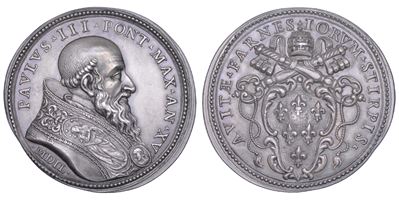 Medaglia di restituzione in argento, Paolo III (Alessandro Farnese), 1534-1549, circa 1664