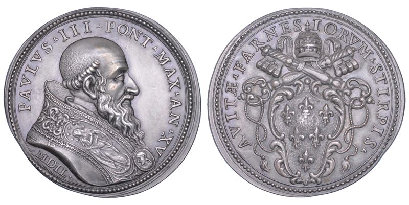 STATO PONTIFICIO. PAOLO III (Alessandro Farnese), 1534-1549. Medaglia di restituzione in argento (circa 1664) A. XV. 1549. Lavori di abbellimento di Roma per il giubileo del 1550.  - Auction Numismatics - Cambi Casa d'Aste