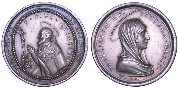 STATO PONTIFICIO. Durante il pontificato di PIO VII, 1800-1823. In Onore di S. Pio V. Entro perlinato ovale interno.