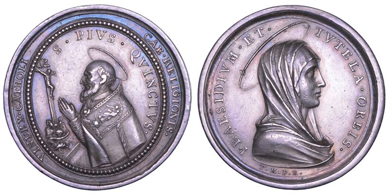 STATO PONTIFICIO. Durante il pontificato di PIO VII, 1800-1823. In Onore di S. Pio V. Entro perlinato ovale interno.  - Asta Numismatica - Cambi Casa d'Aste