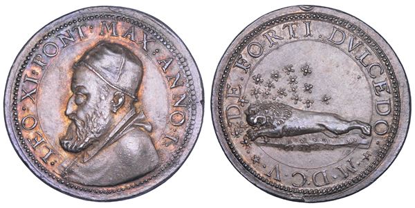 STATO PONTIFICIO. LEONE XI (Alessandro De' Medici), dal 1 al 27 APRILE 1605. Medaglia in argento 1605/A. I. Elezione e prematura scomparsa del Pontefice.