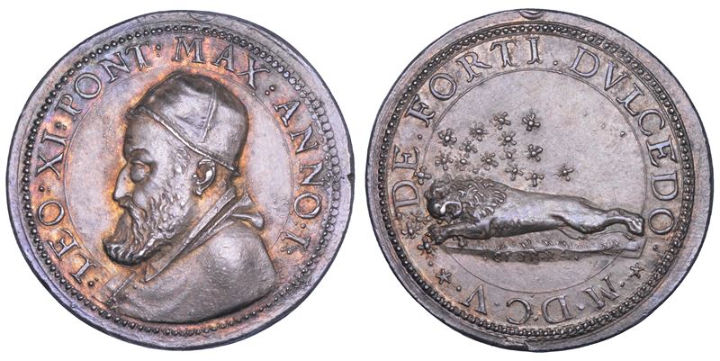 STATO PONTIFICIO. LEONE XI (Alessandro De' Medici), dal 1 al 27 APRILE 1605. Medaglia in argento 1605/A. I. Elezione e prematura scomparsa del Pontefice.  - Auction Numismatics - Cambi Casa d'Aste
