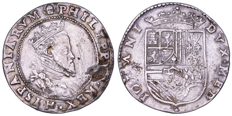 MILANO. FILIPPO II D'ASBURGO, 1554-1598. Mezzo scudo d'argento s.d.  - Asta Numismatica - Cambi Casa d'Aste