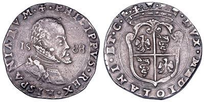 Filippo II d'Austria, Mezzo scudo d'argento, 1588