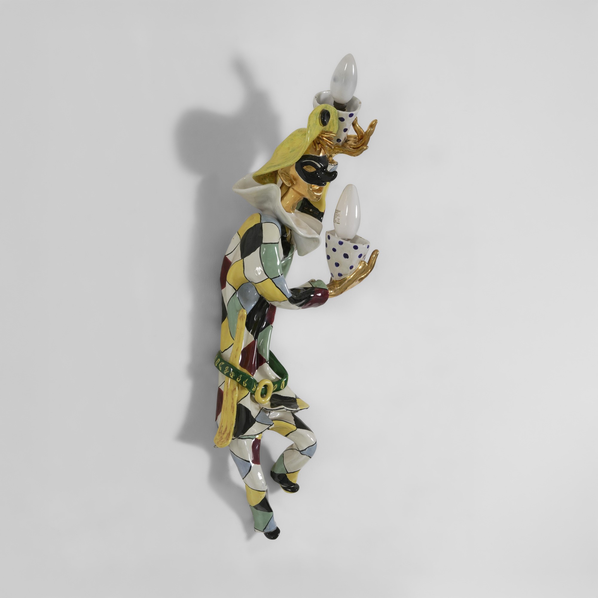 Otello Rosa - Lampada da parete in ceramica smaltata e dorata