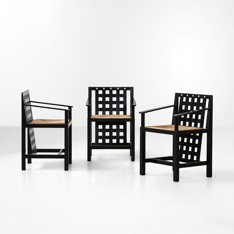 Charles Rennie Mackintosh : Tre poltroncine mod. DS4  - Auction Design Lab - Cambi Casa d'Aste