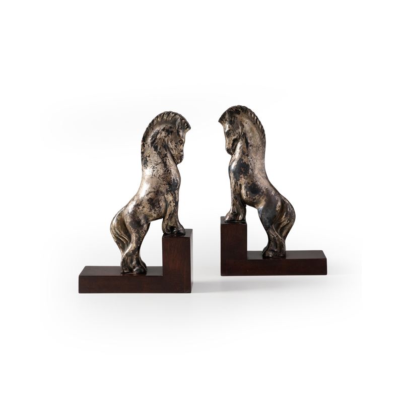 Cacciapuoti. Fermalibri "Cavalli" in ceramica argentata  - Asta Antiquariato - Cambi Casa d'Aste