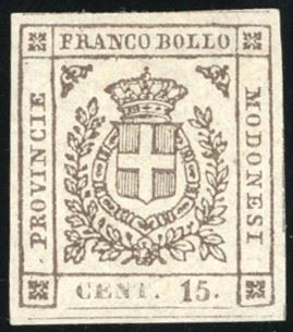 1859 - 15 cent. bruno (13), gomma originale, perfetto. Splendido. Em.Diena, cert. Bottacchi.  - Auction Philately - Cambi Casa d'Aste