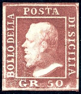 1859 - 50 grana lacca bruno (14), nuovo, gomma originale, perfetto. Cert. Ferrario.