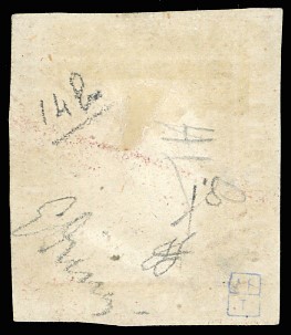 Emilio Diena, 1859 - 50 Grana lacca bruno (14) utilizzato, certificato Fiecchi e Ferrario