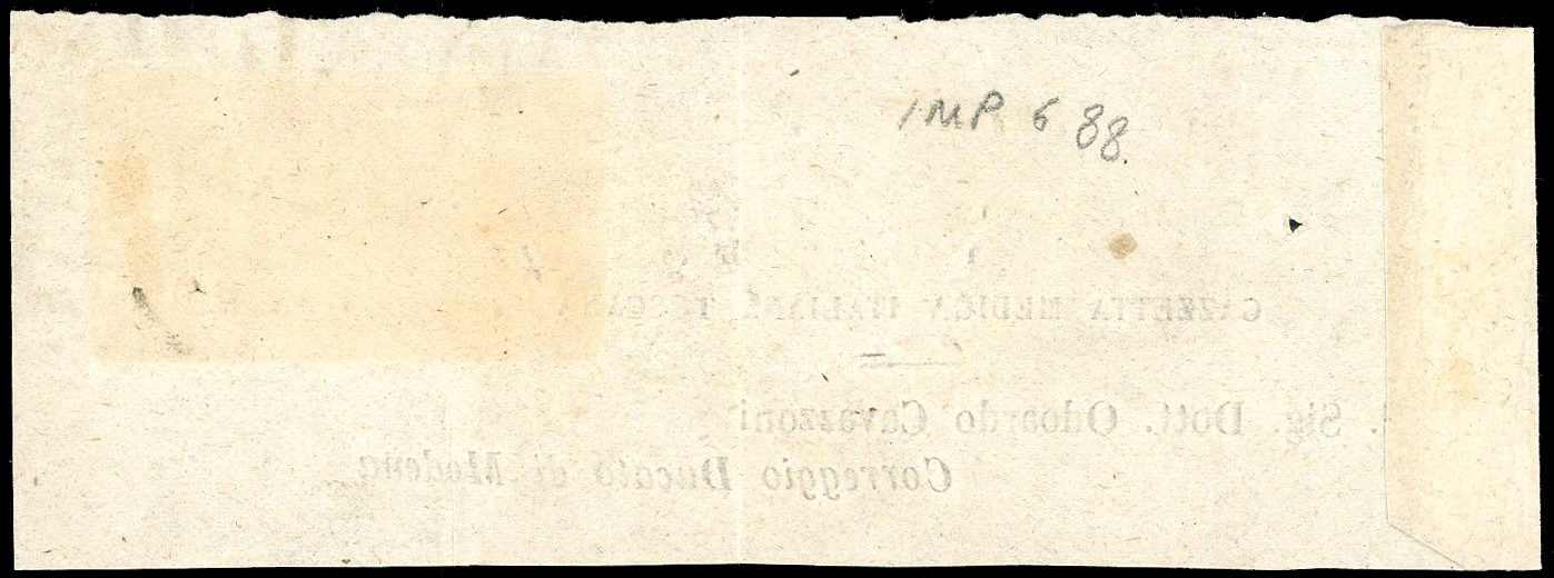1851, 1 soldo bistro arancio su grigio, coppia orizzontale
