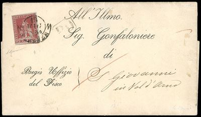 1854, 1 Crazia Carminio Chiaro su Carta Grigio/Azzurra, Varietà di Clichè