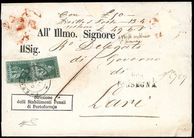 Ferrario, 4 crazie verde su grigio (1856)