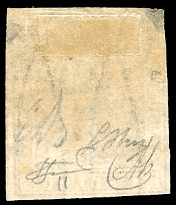Em.Diena, 1857 - 1 soldo ocra, II emissione, 11 esemplari usati