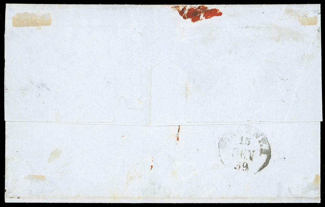 1859, 1 crazia carminio, II emissione su lettera da Firenze a Piacenza