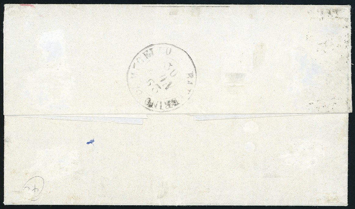 1859, 1 quattrino nero, II emissione (10), coppia perfetta su circolare a stampa