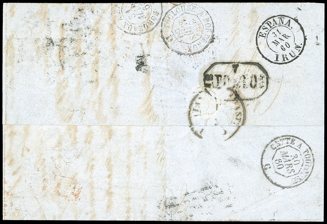 Franco di Livorno, 1860 - 80 cent. carnicino e 20 cent. azzurro grigio verdastro chiaro su letter...