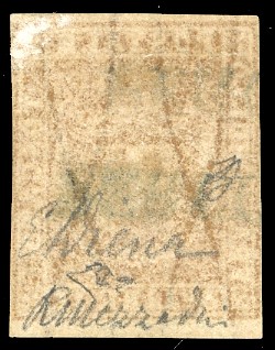 1860, 3 Lire Ocra Arancio (23a), Usato con Annullo 'PER CONSEGNA'