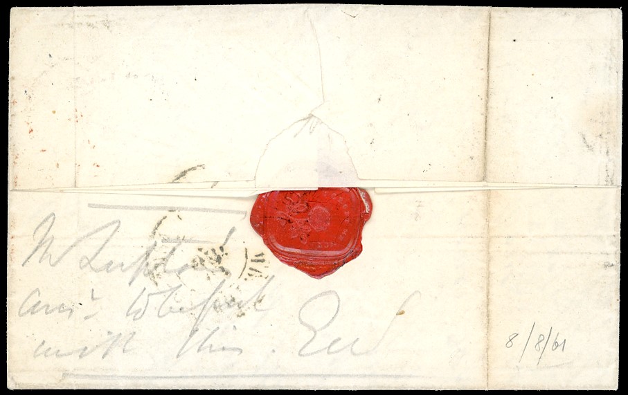 1861, 40 cent. carminio corto a destra in affrancatura mista con 20 cent. azzurro scurissimo IV e...