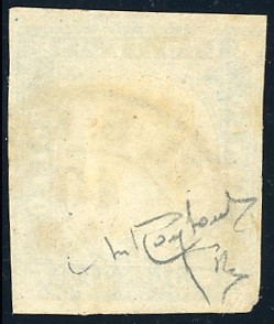 1863, 15 centesimi azzurro scuro, doppia effigie con una capovolta, usato a Castel S.Giovanni